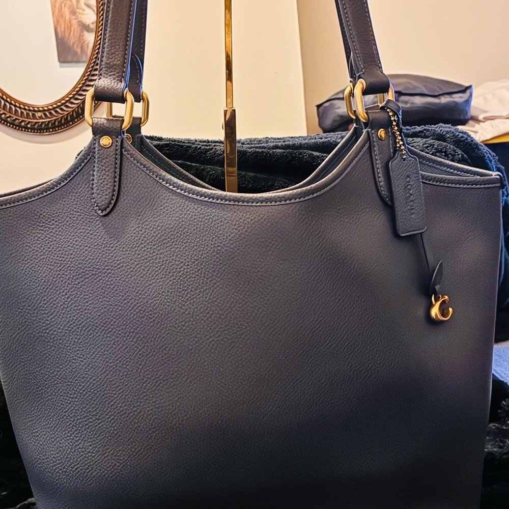 Coach Midnight Blue Textured Leather Handbag